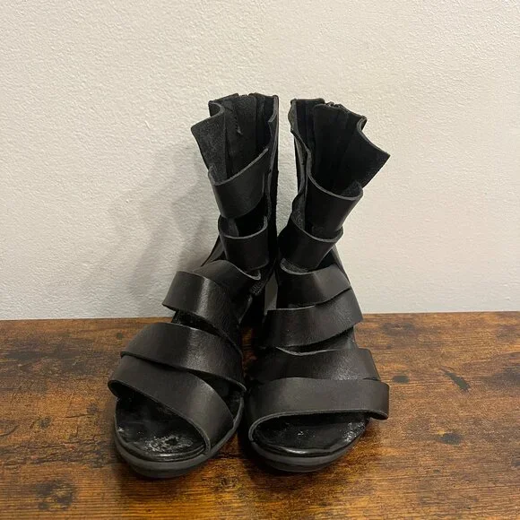Trippen Black Leather Strappy Zita Sandals - Picture 1 of 5